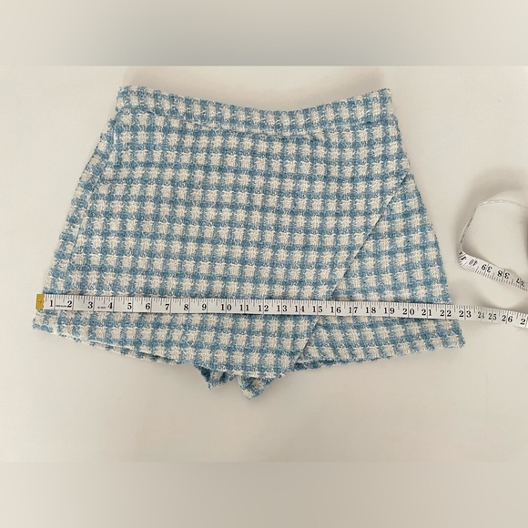 SET JASON WU Boucle Tweed cropped blazer and skort  Blue White Gold Button 8 M - Picture 12 of 16